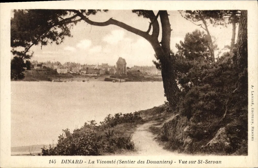 Dinard - La Vicomté (Sentier des Douaniers) - Ansicht auf St-Servan — A. Lamiré, Verlag, Rennes, n°145 - Vorderseite