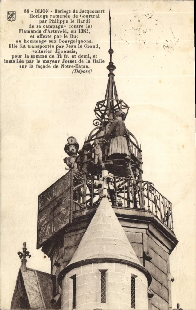 Dijon - Klok van Jacquemart — detail van de toren van de kerk van Notre-Dame - Voorkant