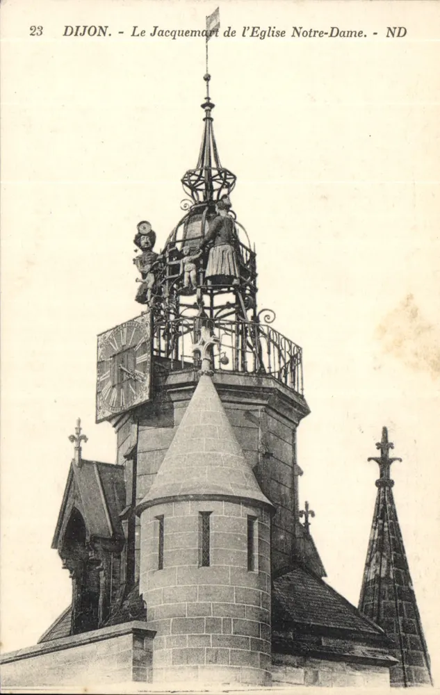 Dijon - Der Glockenturm der Kirche Notre-Dame - ND - Vorderseite