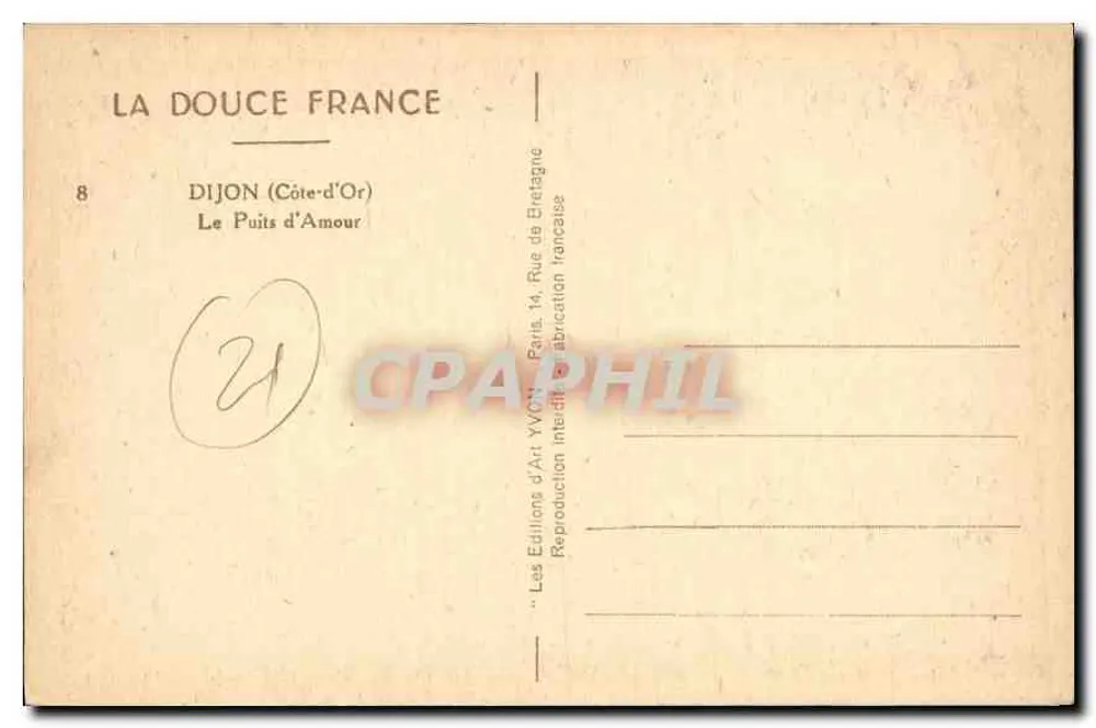 Dijon (Côte-d'Or) — O Poço do Amor — Éditions d'Art Yvon - Verso