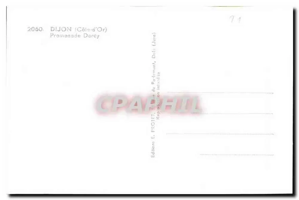 Dijon (Côte-d'Or) — Promenade Darcy — Edição E. PROJET, Dals (Jura) - Verso