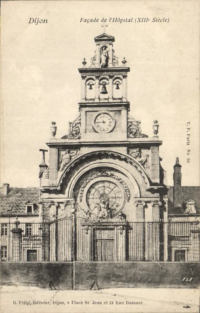 Dijon — Facha da Igreja do Hospital (Século XIII) — R. Pilly, editor, Dijon - Frente