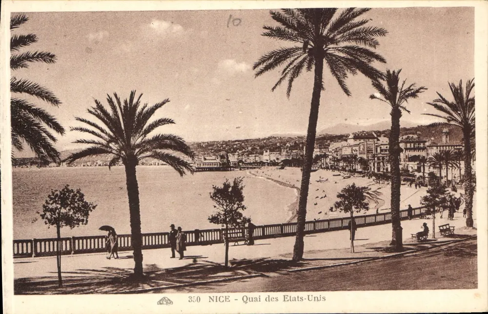 NICE - Quai dos Estados Unidos — vista do porto e da praia — editor desconhecido, n° 350 - Frente