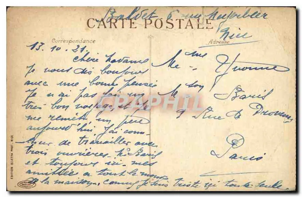 NICE - Widok między kwiatami — Wydawnictwo Biletra, nr 142 - Rewers