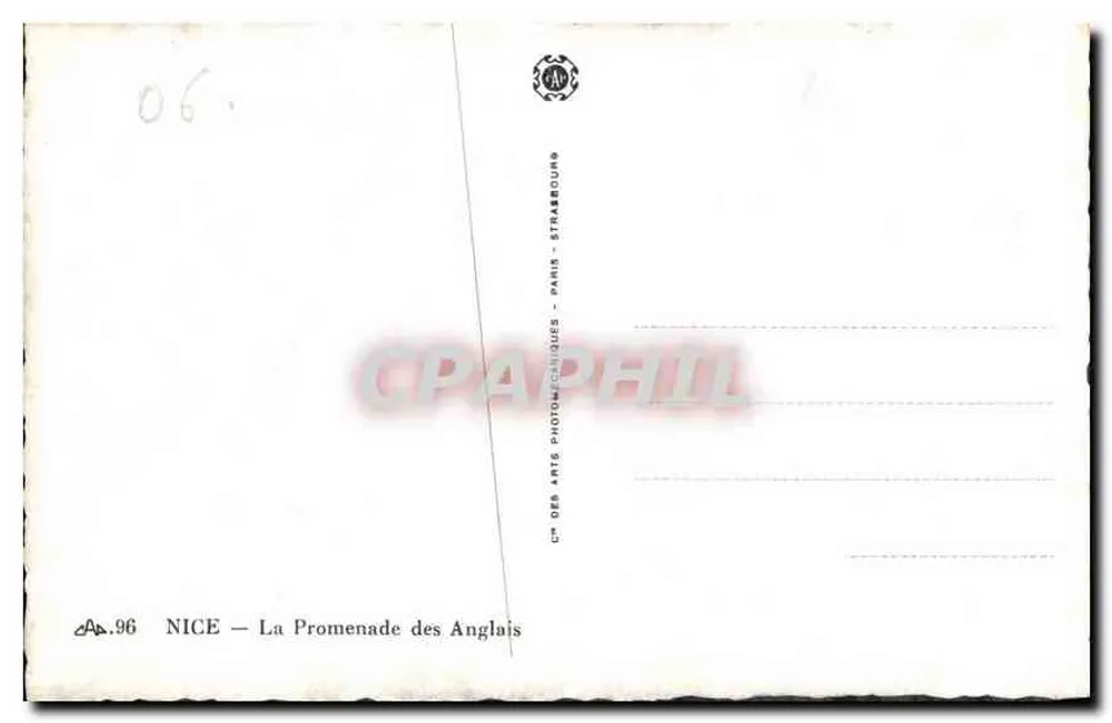Nice — A Promenade dos Ingleses — Cité des Arts Photographiques, Paris - Verso
