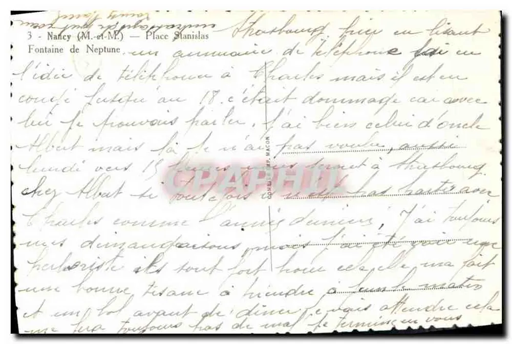 Fontaine de Neptune — Nancy — editor Combier & Macor, n°3 - Verso