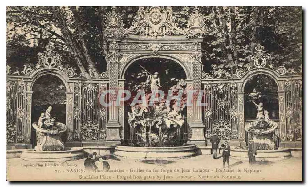 Place Stanislas - Eisenwerk-Gitter von Jean Lamour - Fontäne Neptun - Vorderseite