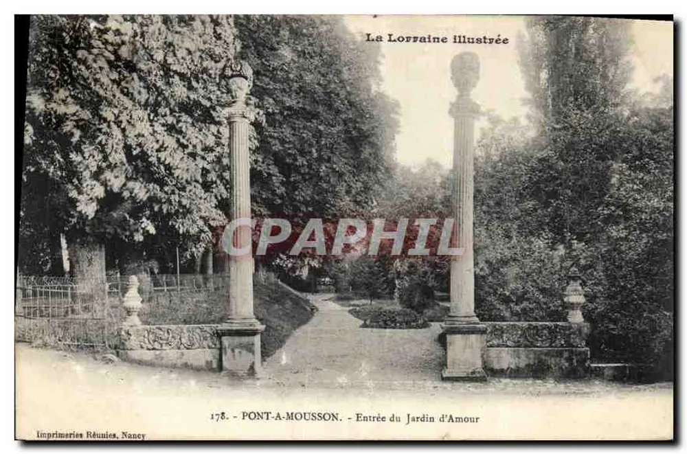 Pont-à-Mousson — Eingang zum Jardin d'Amour — La Lorraine illustrée, Imprimeries Réunies, Nancy, n°178 - Vorderseite