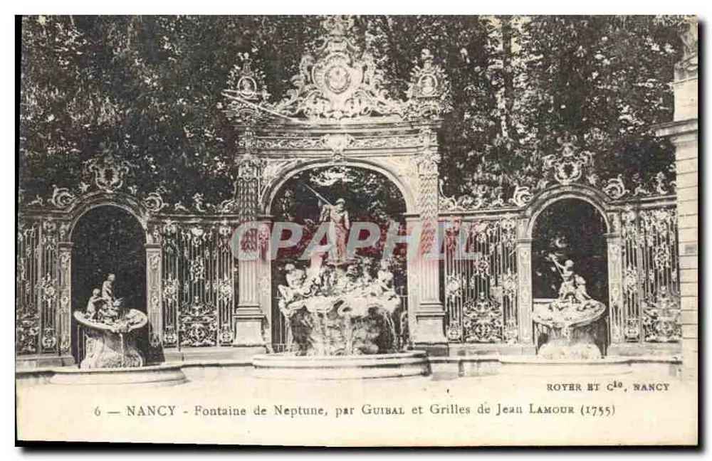NANCY — Fontaine de Neptune, von Guibal und Grilles von Jean Lamour (1755) — Royer et Cie, Nancy - Vorderseite
