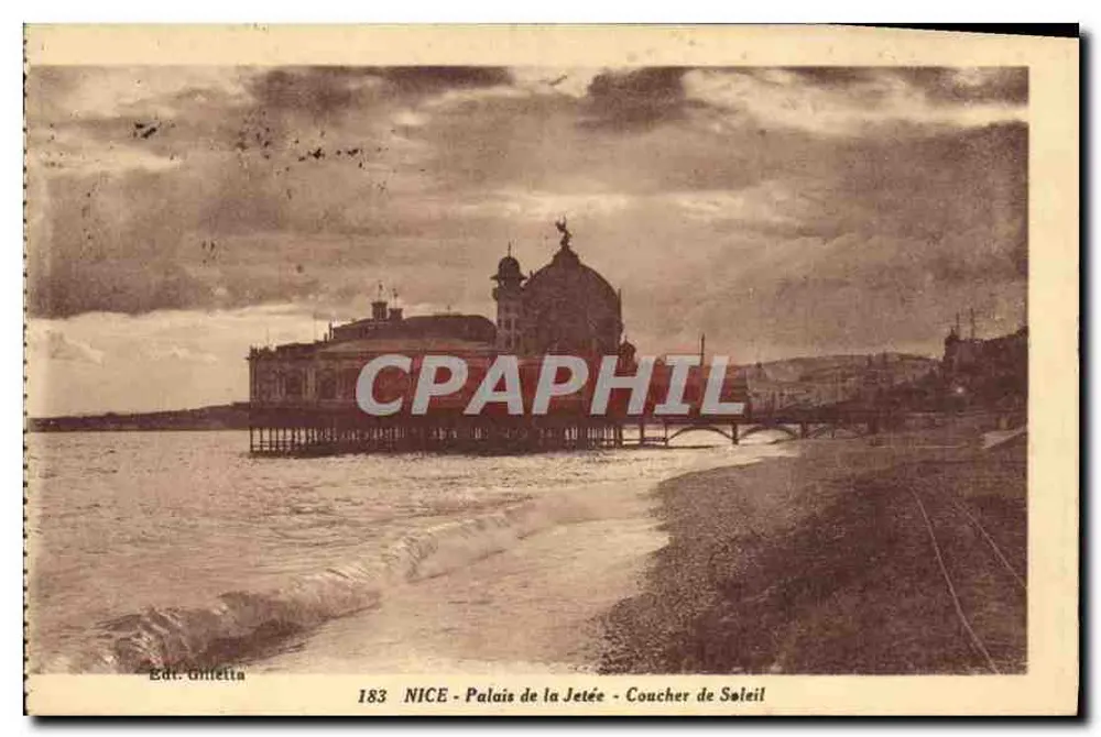 NICE - Palácio da Jetée - Pôr do Sol — Éd. Gilletta, n° 183 - Frente