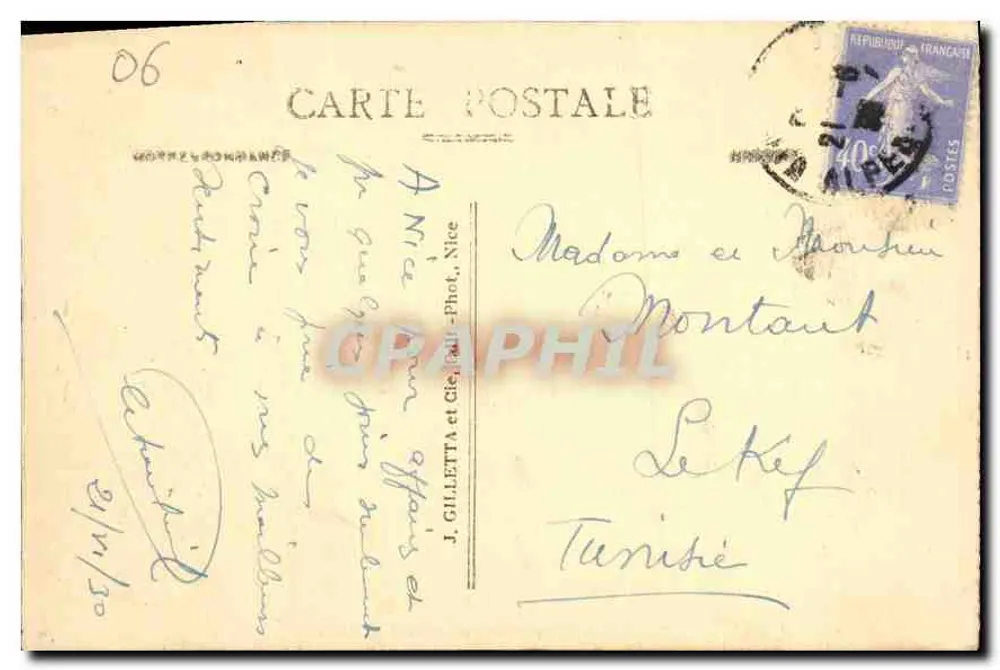 NICE - Palácio da Jetée - Pôr do Sol — Éd. Gilletta, n° 183 - Verso
