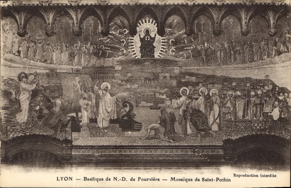 LYON — Basilika Notre-Dame de Fourvière — Mosaik des heiligen Pothin - Vorderseite