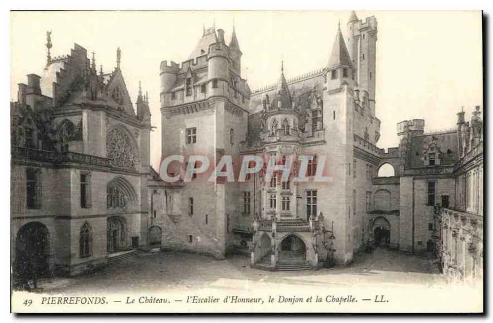 PierreFonds — Das Schloss — Die Ehrenstiege, der Bergfried und die Kapelle — LL. - Vorderseite