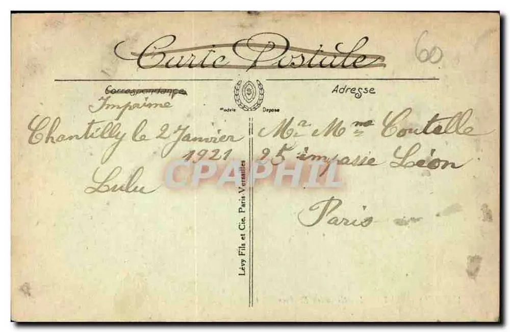 Chantilly — Les Grandes Écuries — I.L. - Verso
