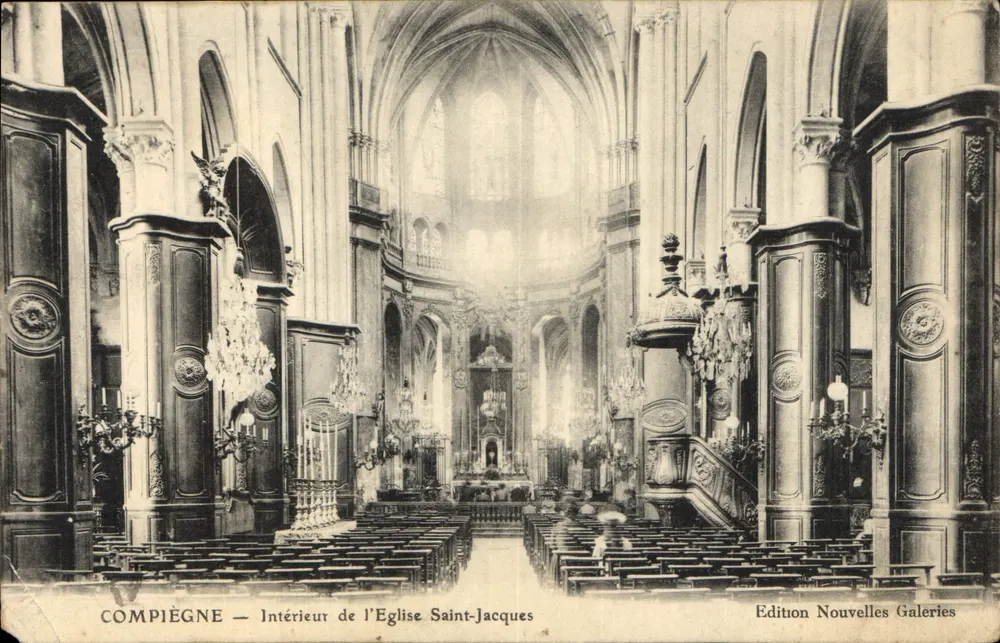 Compiègne — Interior da Igreja de São Jacó — Edição Nouvelles Galeries - Frente