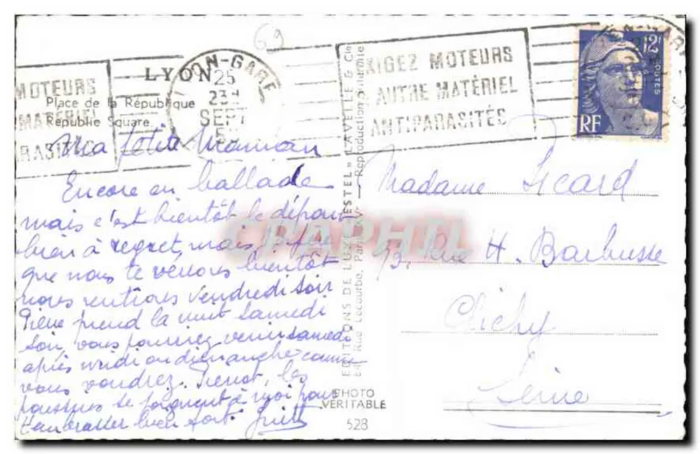 Place de la République — Lyon — Éditions de Luxe Tastel, n°523 - Verso
