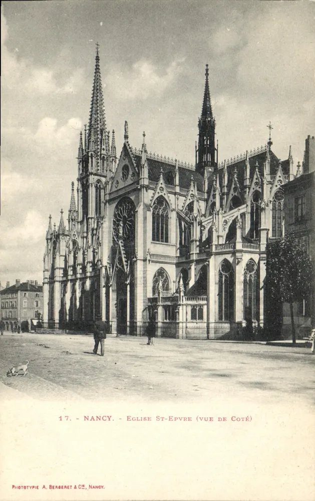 Nancy - Igreja de Saint-Épvre (vista lateral) — Fototipia A. Bergeret & Cie, Nancy, n°17 - Frente