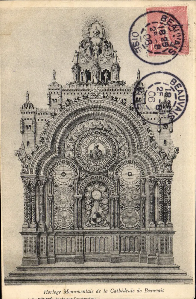 Monumentale Uhr der Kathedrale von Beauvais — Verlag: Éd. J. Lefebvre, Nr. 14 - Vorderseite