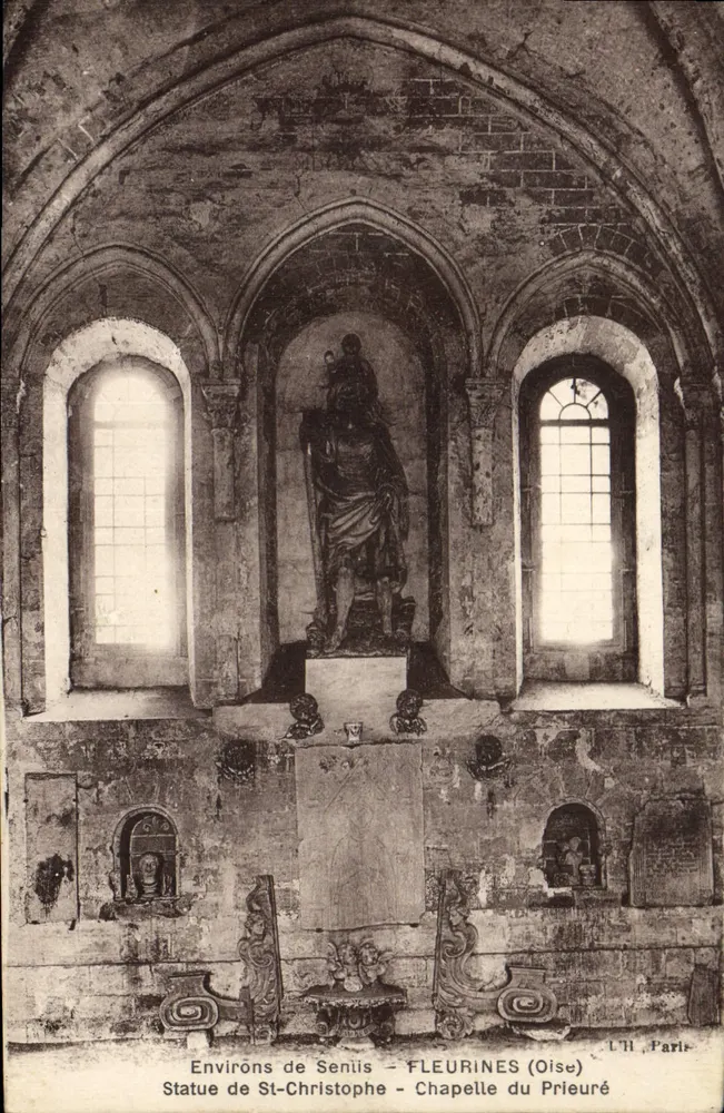 Statue des Heiligen Christophorus - Kapelle des Prämonstratenserordens - Fleurines (Oise) — L'H. Paris - Vorderseite