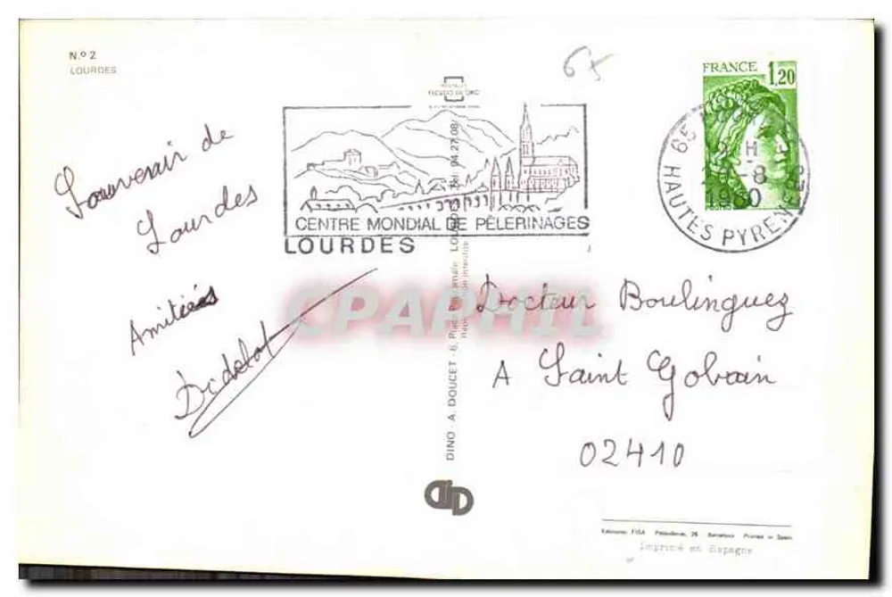 Lourdes — Lembrete de Lourdes — Éditions FISA, N°2 - Verso
