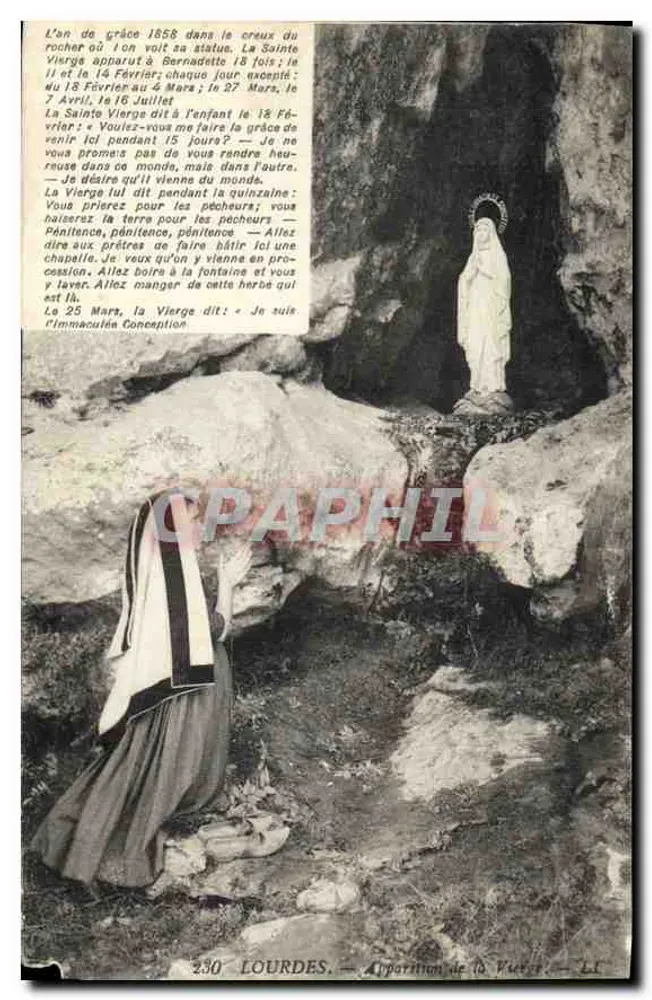 Lourdes — Aparição da Virgem — Editor L.C. n° 230 - Frente