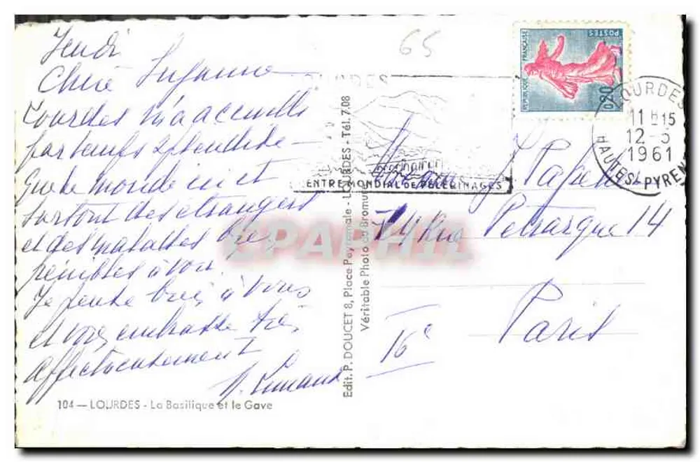 Lourdes — A Basílica e o Gave — Edlux - Verso