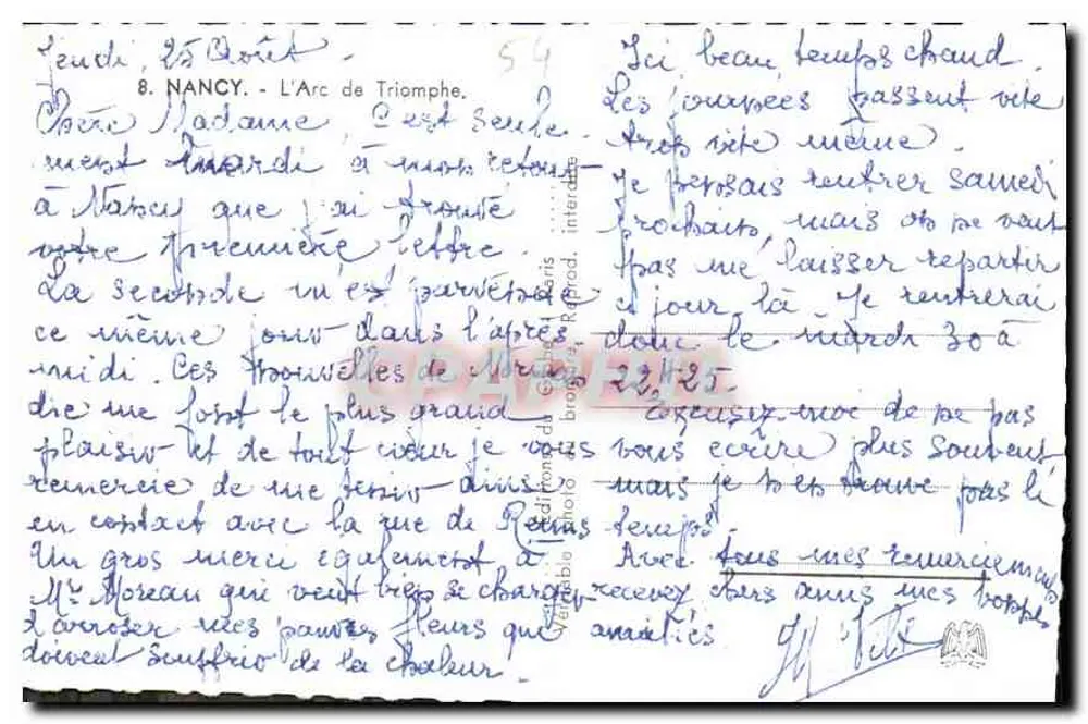 Nancy - O Arco da Vitória — vista da praça — n°8 - Verso