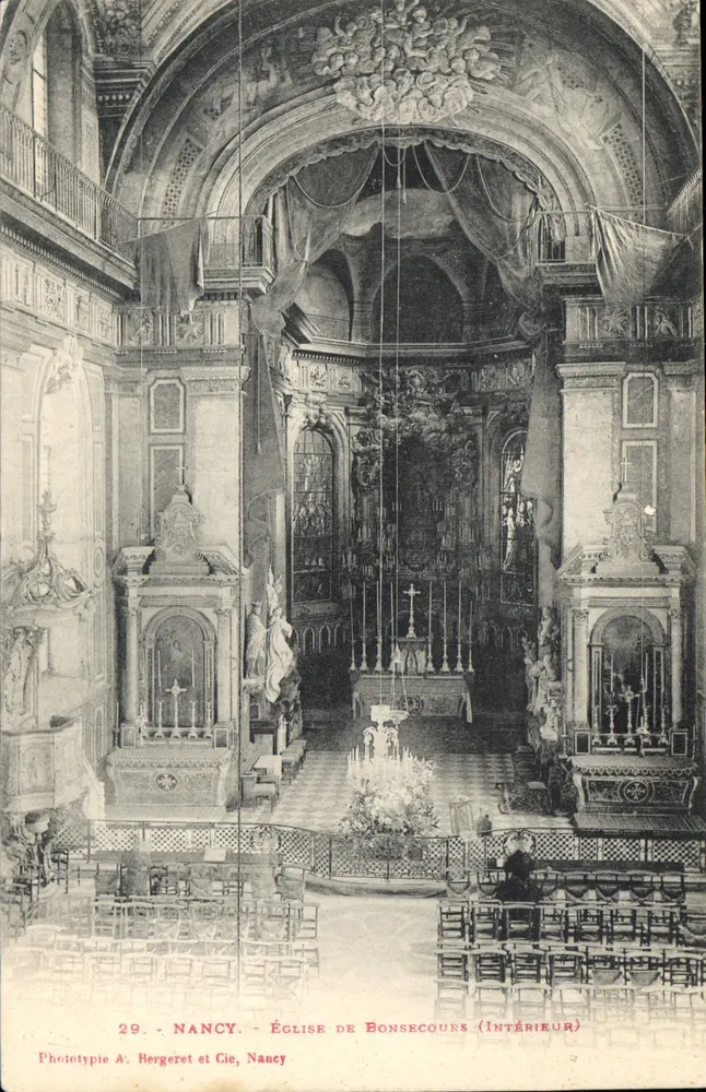 Kościół Bonsecours — Wnętrze — Phototype A. Bergeret et Cie, Nancy - Awers