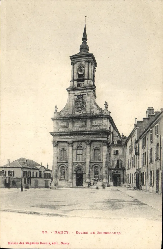 Nancy — Igreja de Bonsecours — Maison des Magasins Réunis, Nancy - Frente