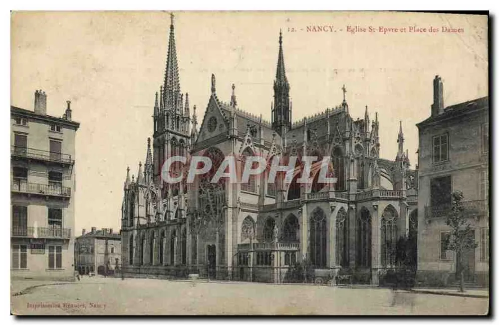 NANCY — Igreja St-Epvre e Place des Dames — Impressora Renaud, Sacy - Frente