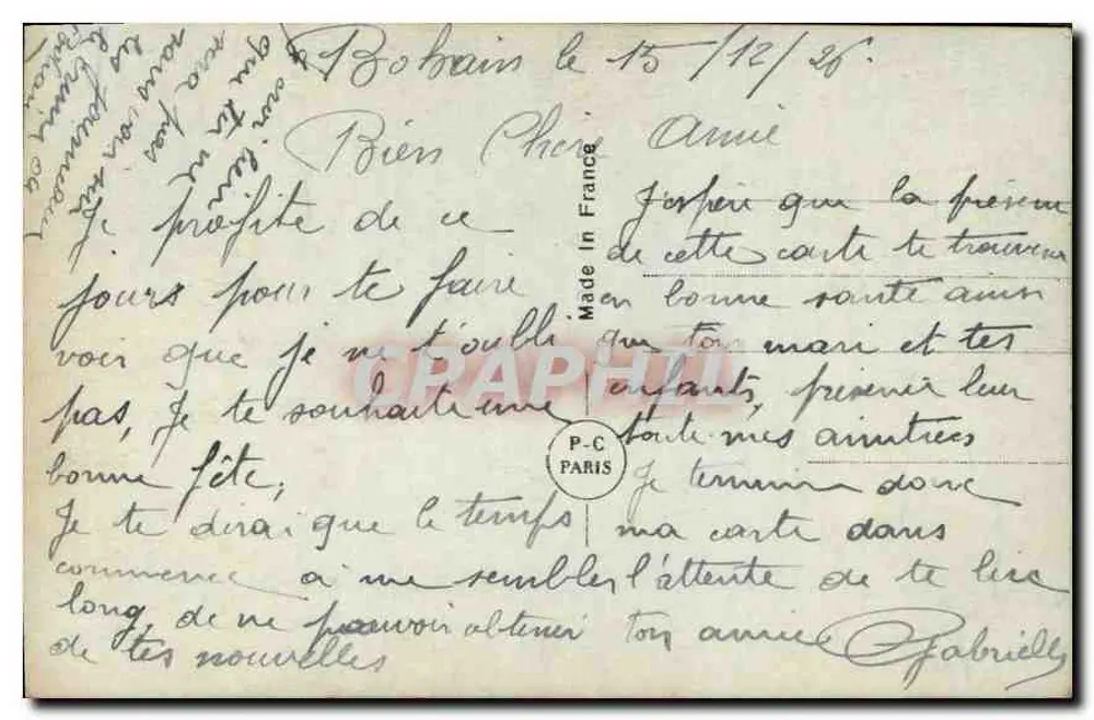 Liebespaar — Frohe Geburtstagskarte — PC PARIS n°1011 - Rückseite