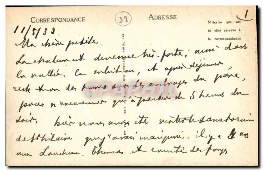La Grande Chartreuse — Route du Désert — Le Pic de l'Étilette — L.L. n°859 - Rückseite