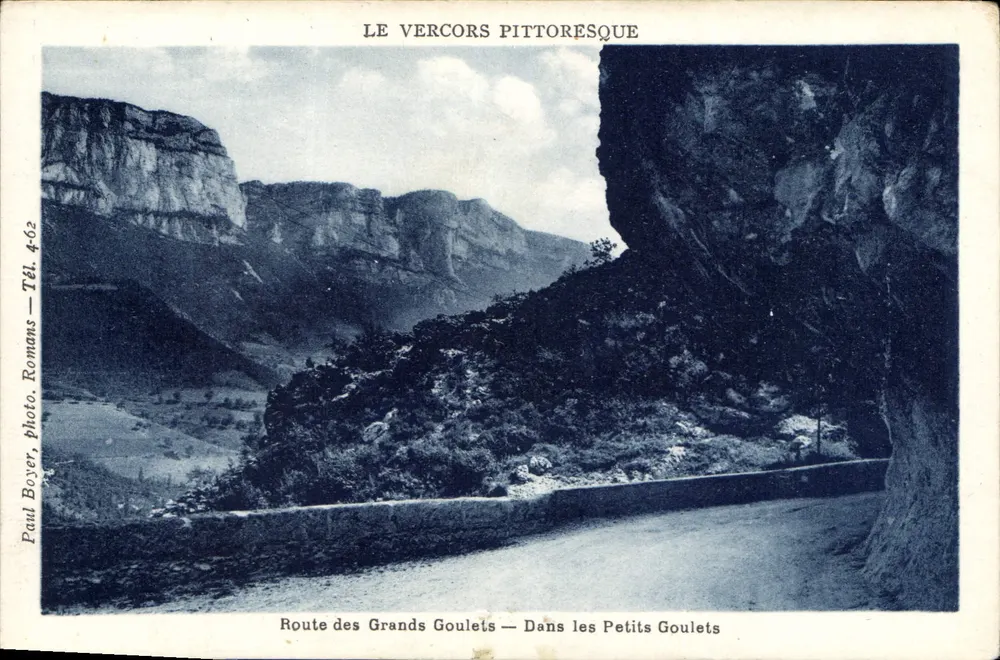 Le Vercors pittoresque — Route des Grands Goulets — Dans les Petits Goulets — Paul Boyer, photo, Romans, Tél. 462 - Awers