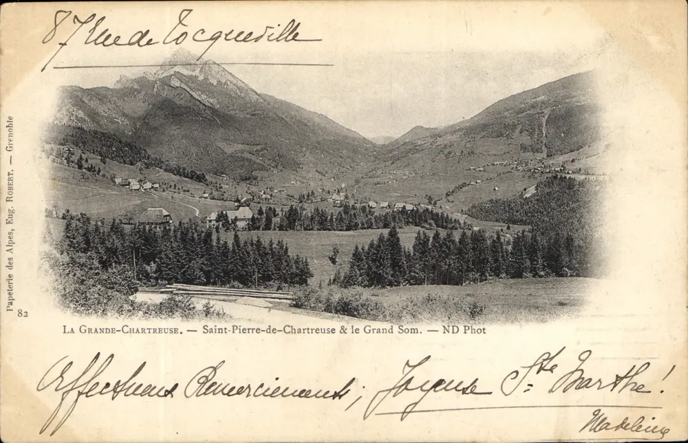 La Grande-Chartreuse — Saint-Pierre-de-Chartreuse & le Grand Som — Papeterie des Alpes, Eug. Robert, Grenoble - Vorderseite