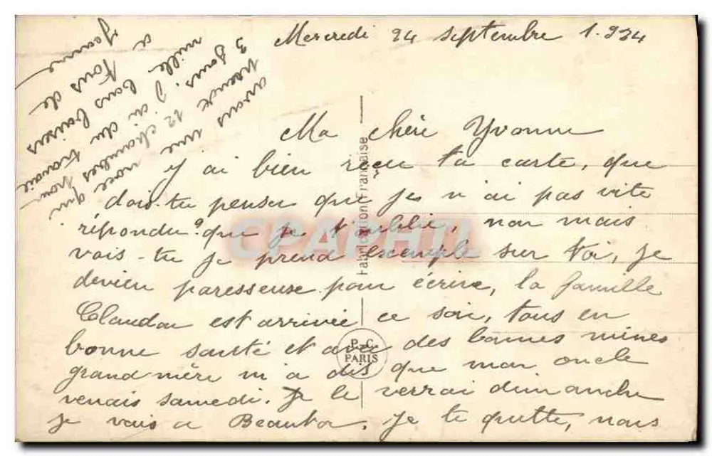 Jovem mulher ao piano — Macker & Paris — PC 1022 - Verso