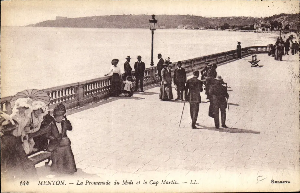 Menton — Ansicht der Promenade du Midi und des Cap Martin — Selecta, n°144 - Vorderseite