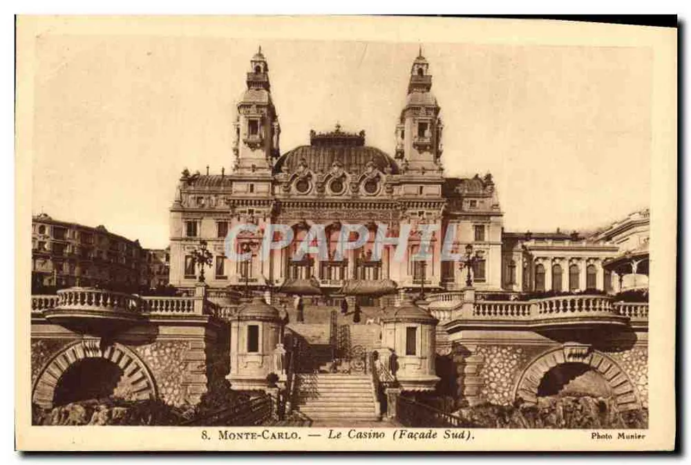 Monte-Carlo — O Casino (Fachada Sul) — Foto Munier - Frente