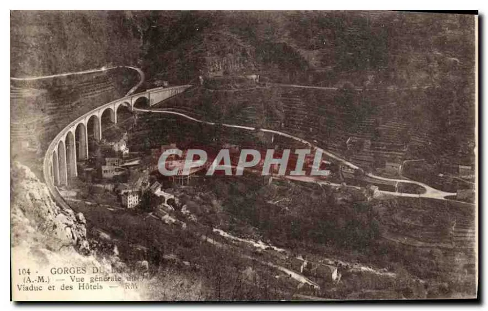 Verdon-Schlucht — Allgemeiner Blick auf den Viadukt und Hotels — (A.-M.) — Nr. 104 - Vorderseite