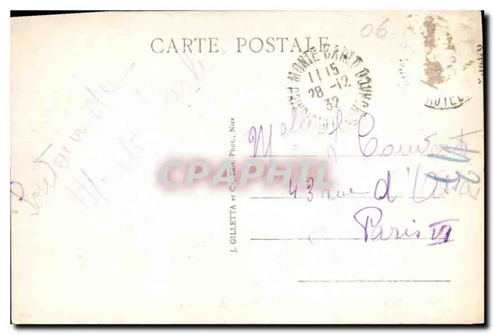 Monte-Carlo — Spielraum Trente-Quarante — Verlag Gilletta n°706 - Rückseite