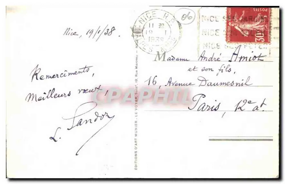 Menton — Allgemeiner Blick, aufgenommen von der italienischen Grenze — Photo Munier - Rückseite