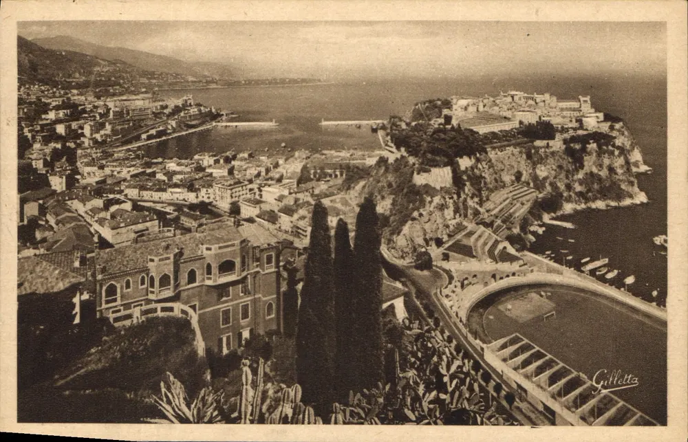 Monaco — Das Fürstentum — Ansicht vom Exotischen Garten — L. Gilletta et Cie, Verleger-Fotograf Nice - Vorderseite
