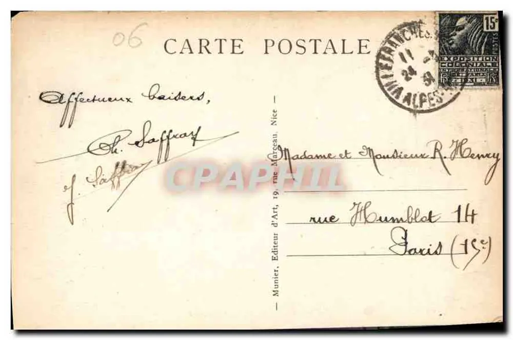 Monaco — La Condamine et le Palais du Prince — Munier, Nice, n°375 - Verso