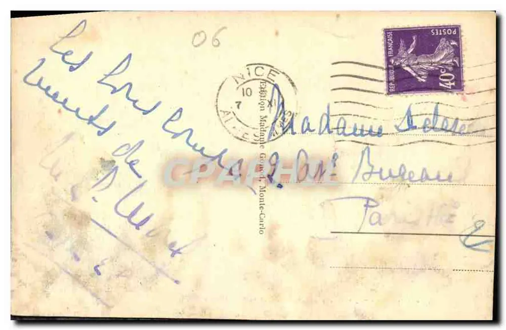 Monaco - Ansicht von Monte Carlo und Cap Martin — n° 182 - Rückseite