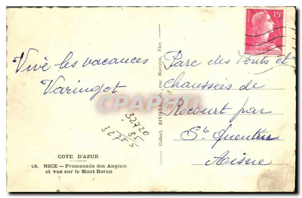 Nice — Promenade des Anglais und Blick auf den Mont Boron — Riviera, 46 - Rückseite