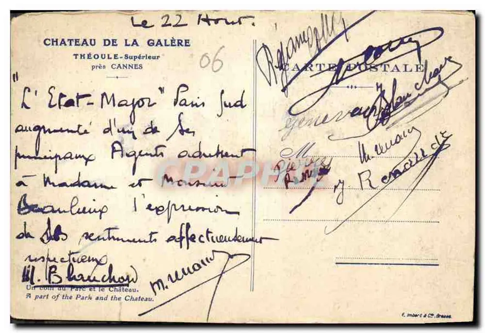Castelo de La Galère — Théoule-Supérieur perto de Cannes — Editor E. Imbert & Cie, Grasse - Verso