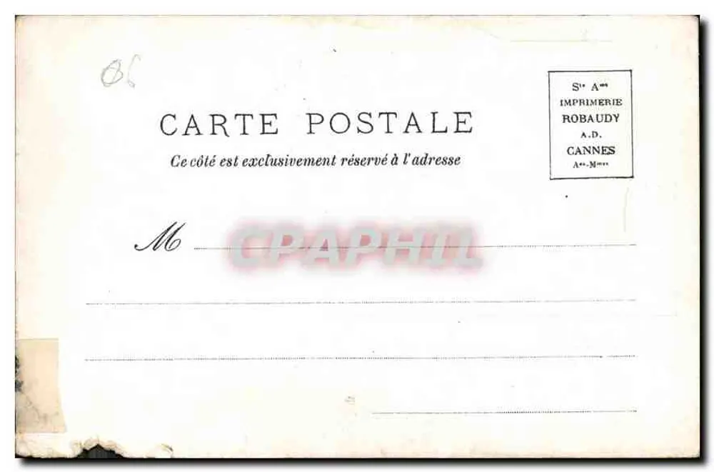 Sottofondo di ulivi nei dintorni di Monte-Carlo — Tipografia Robaudy, Cannes - Verso