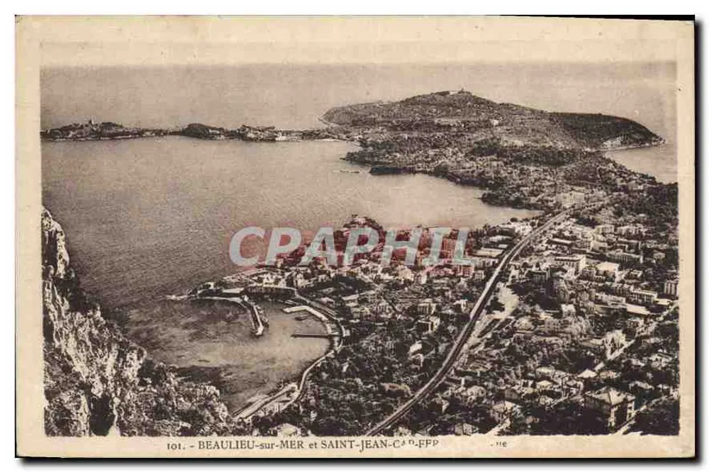 Beaulieu-sur-Mer e Saint-Jean-Cap-Ferrat — vista aérea — Édition La Lugoire, Tins-Rue Grimaldi - Mônaco - Frente