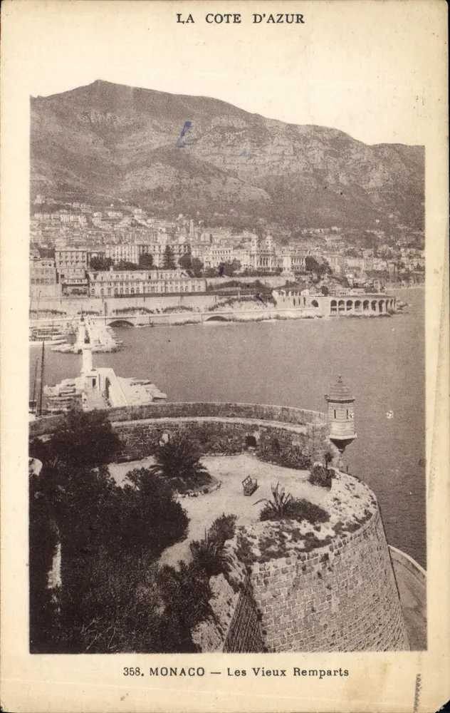 Monaco — I Vecchi Bastioni — La Costa Azzurra, editore Minnier, n° 358 - Recto