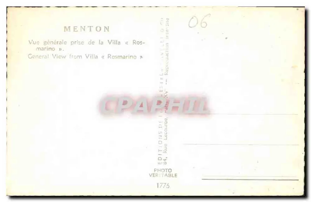 Menton — Allgemeiner Blick vom Villa « Rosmarino » — Estel - Rückseite