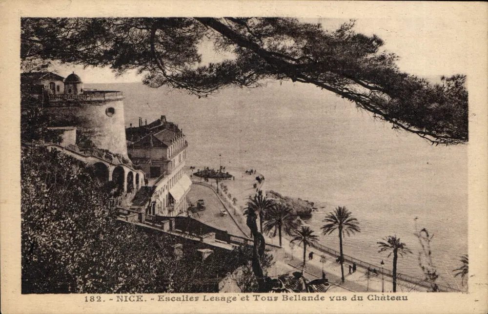 Nice - Treppen Lesage und Turm Bellande von Schloss aus gesehen — 182 - Vorderseite